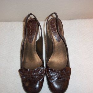 Espresso Brown Leather Slingback